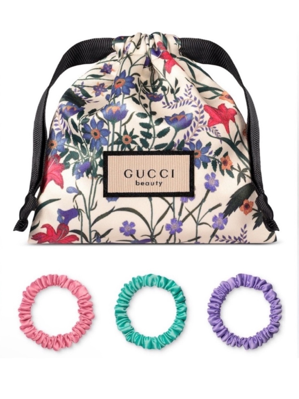 Gucci Beauty Floral Pouch & 3 Hair Scrunchies